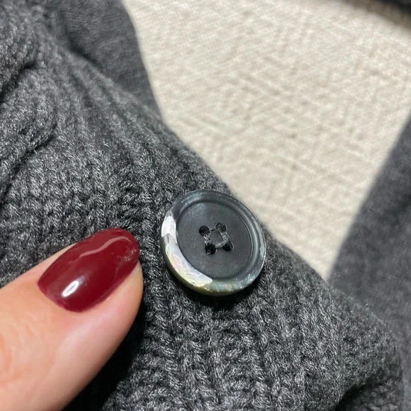 MaxMara Grey Cable Knit Cashmere Hooded Cardigan Sweater L - Picture 5 of 7